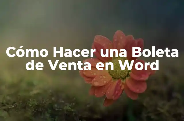 Cómo Hacer una Boleta de Venta en Word