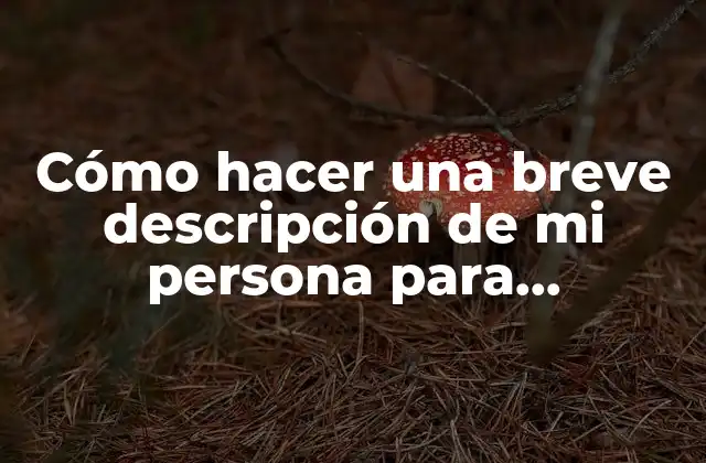 Cómo Hacer una Breve Descripción de Mi Persona para Currículum
