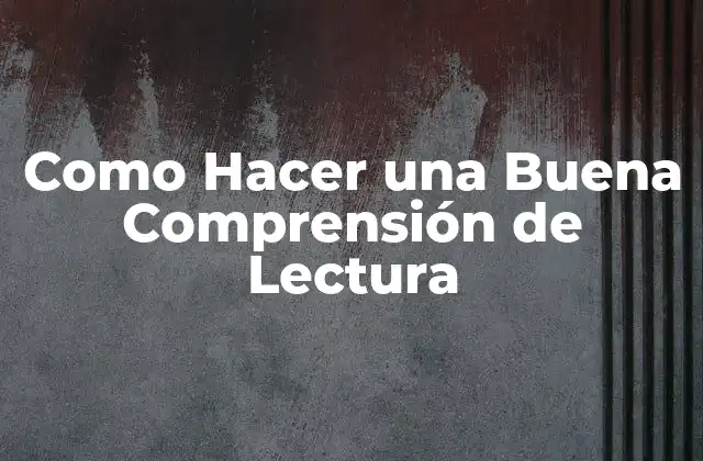Como Hacer una Buena Comprensión de Lectura