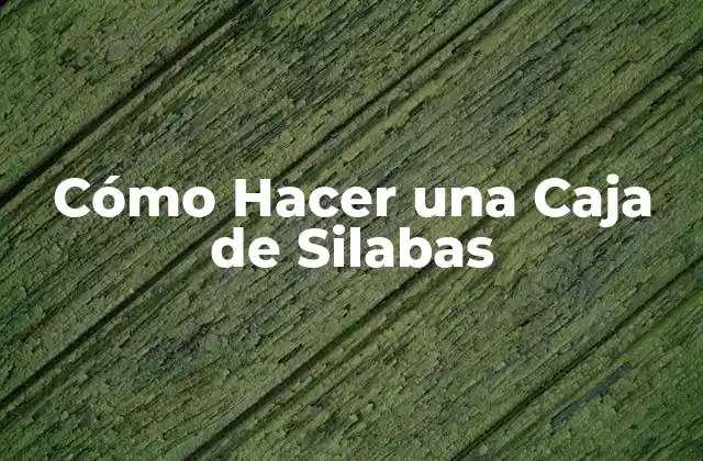 Cómo Hacer una Caja de Silabas
