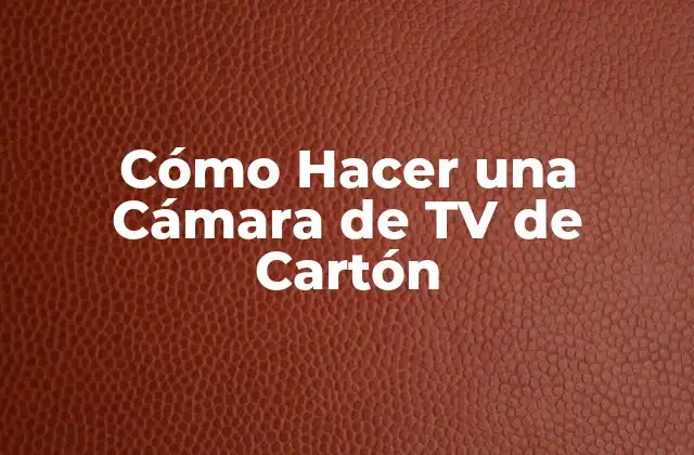 Cómo Hacer una Cámara de Tv de Cartón