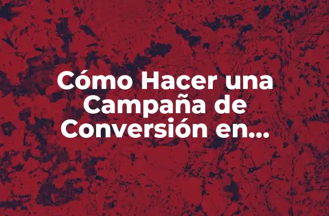 Cómo Hacer una Campaña de Conversión en Facebook