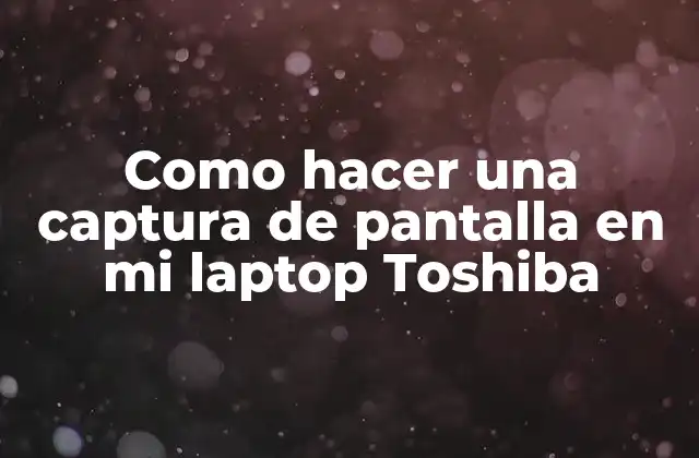 Como Hacer una Captura de Pantalla en Mi Laptop Toshiba