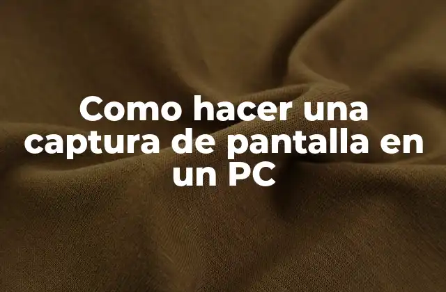 Como Hacer una Captura de Pantalla en un Pc