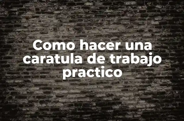 Como Hacer una Caratula de Trabajo Practico
