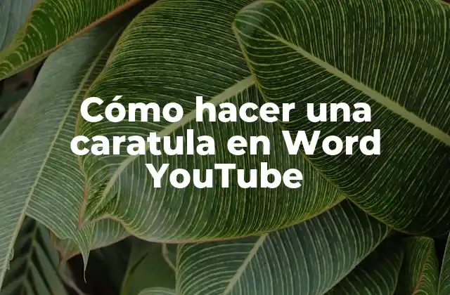 Cómo Hacer una Caratula en Word Youtube