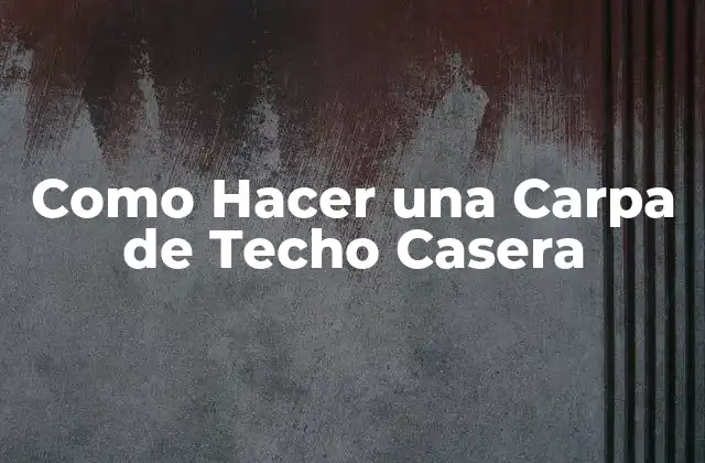 ¿Qué es una Carpa de Techo Casera?