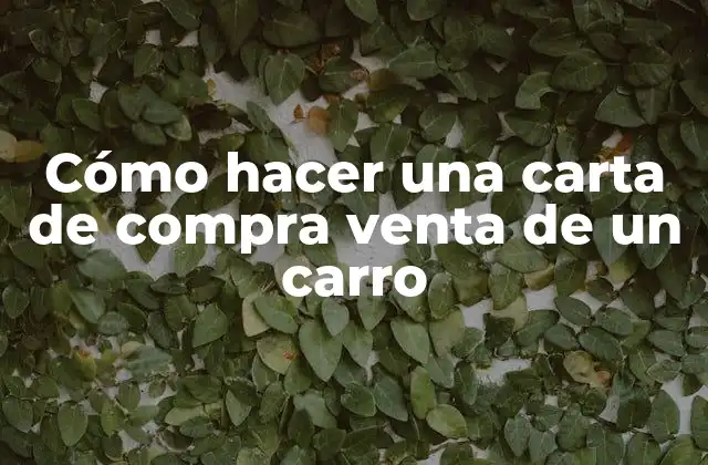 Cómo Hacer una Carta de Compra Venta de un Carro