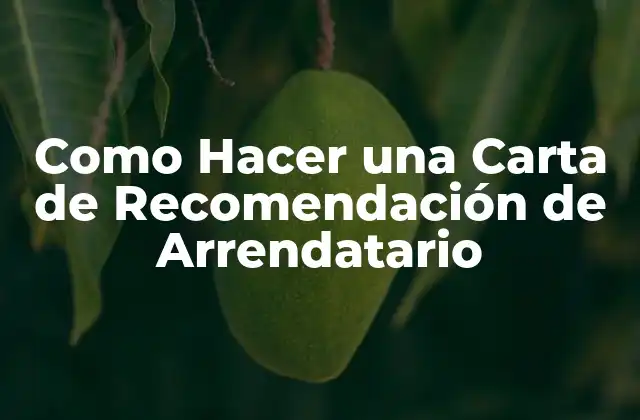Como Hacer una Carta de Recomendación de Arrendatario