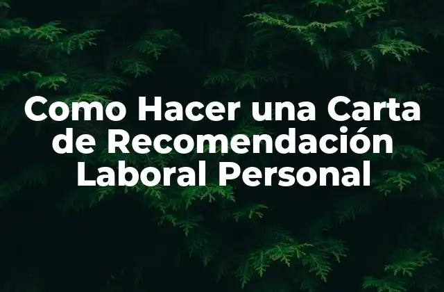 Como Hacer una Carta de Recomendación Laboral Personal