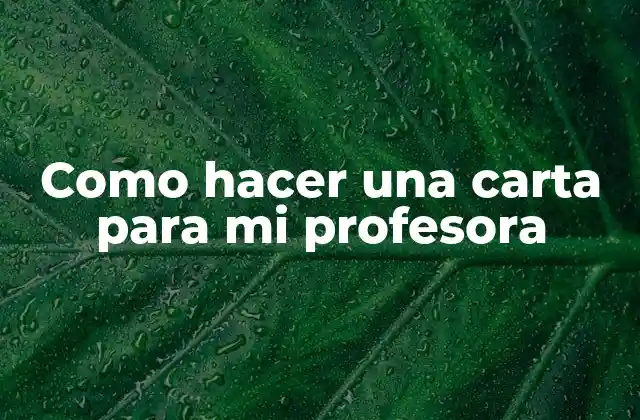 Como Hacer una Carta para Mi Profesora