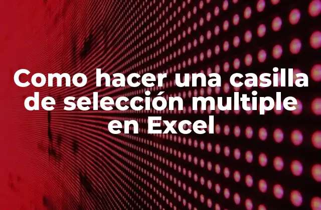 Como Hacer una Casilla de Selección Multiple en Excel