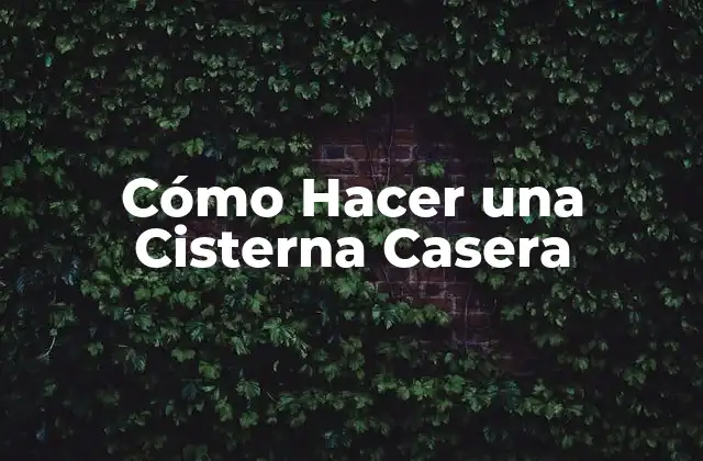 Cisterna Casera: Definición, Funcionamiento y Ventajas