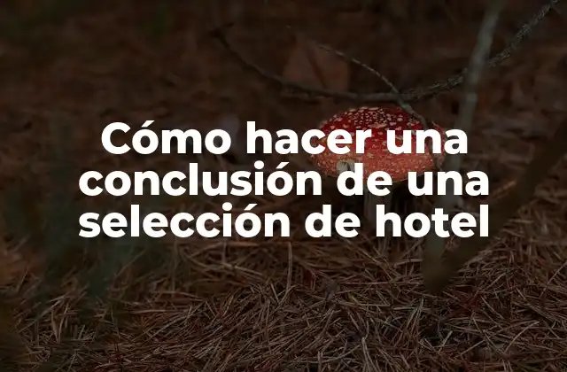 Cómo Hacer una Conclusión de una Selección de Hotel