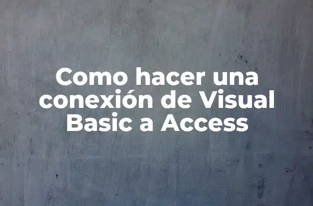 Como Hacer una Conexión de Visual Basic a Access