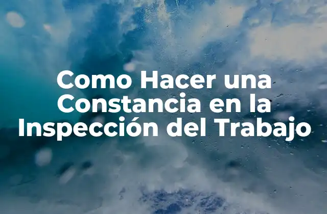 Como Hacer una Constancia en la Inspección Del Trabajo