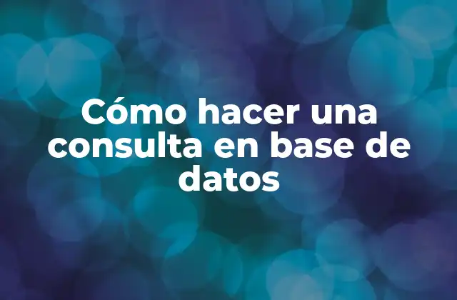 Cómo Hacer una Consulta en Base de Datos