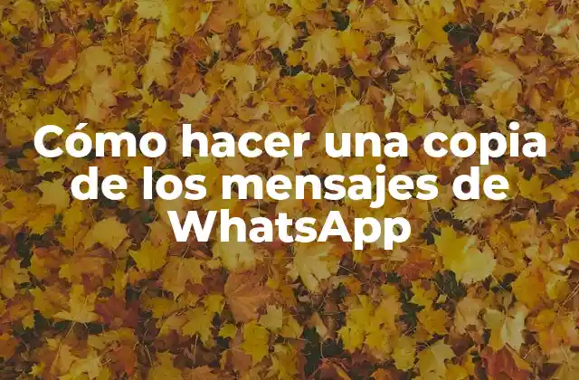 Cómo Hacer una Copia de los Mensajes de Whatsapp