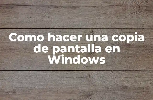 Como Hacer una Copia de Pantalla en Windows