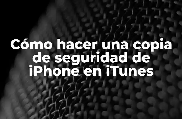 Cómo Hacer una Copia de Seguridad de Iphone en Itunes