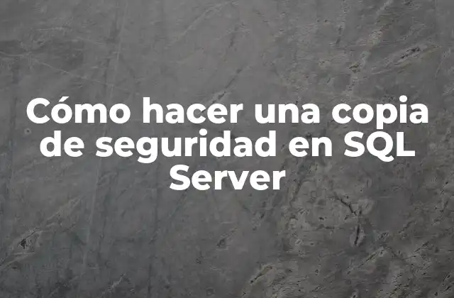 Cómo Hacer una Copia de Seguridad en Sql Server 2 Copia de seguridad en SQL Server