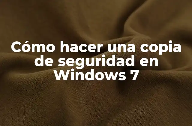 Cómo Hacer una Copia de Seguridad en Windows 7