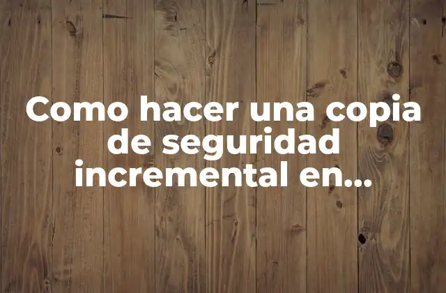 Como Hacer una Copia de Seguridad Incremental en Windows 10