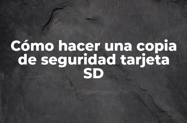 Cómo Hacer una Copia de Seguridad Tarjeta Sd