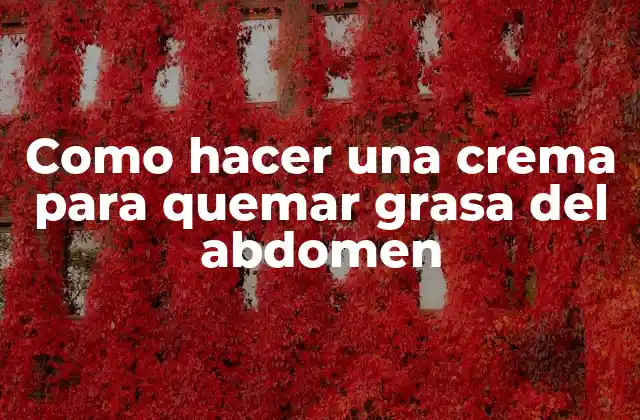 Como Hacer una Crema para Quemar Grasa Del Abdomen