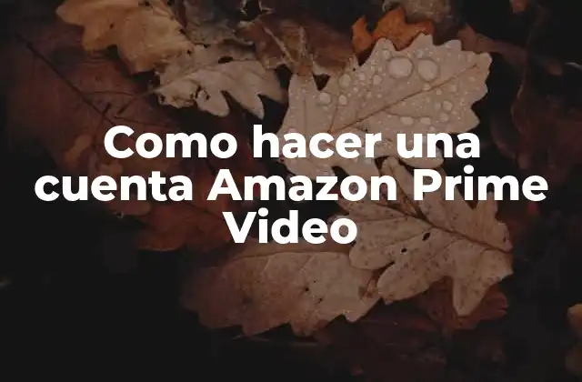 Como Hacer una Cuenta Amazon Prime Video