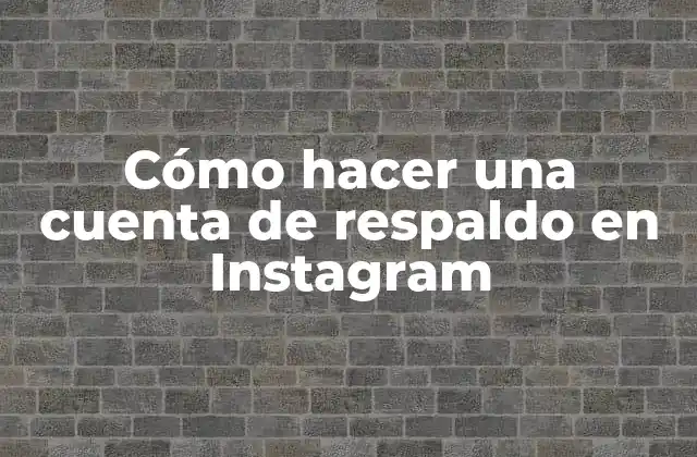 Cómo Hacer una Cuenta de Respaldo en Instagram