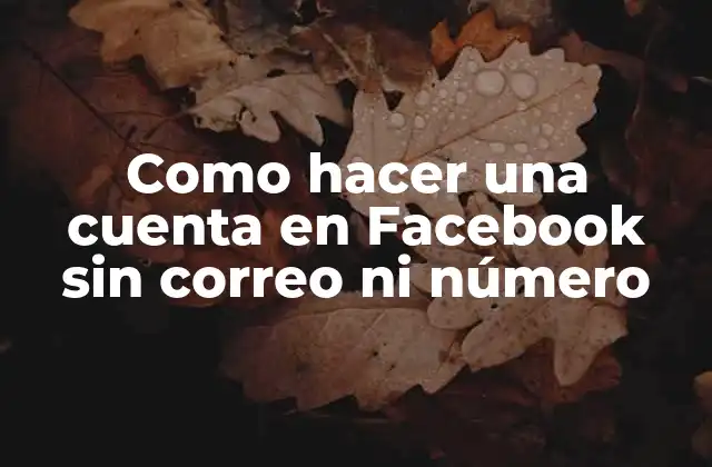 Como Hacer una Cuenta en Facebook sin Correo ni Número