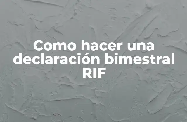 Como Hacer una Declaración Bimestral Rif