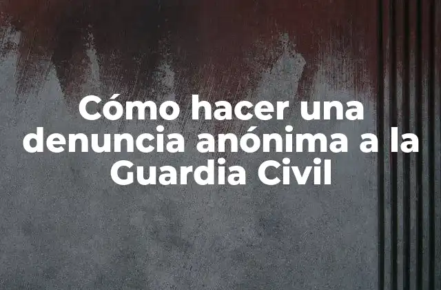 Cómo Hacer una Denuncia Anónima a la Guardia Civil