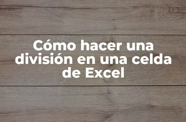 Cómo Hacer una División en una Celda de Excel