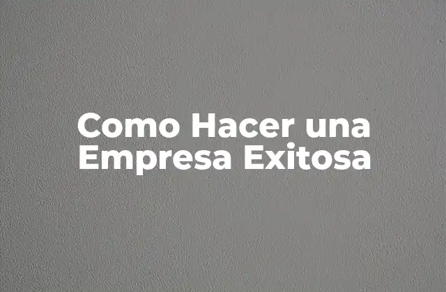 Como Hacer una Empresa Exitosa