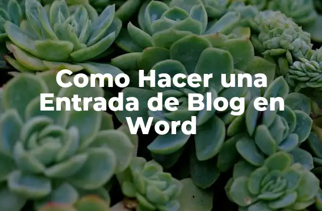 Como Hacer una Entrada de Blog en Word