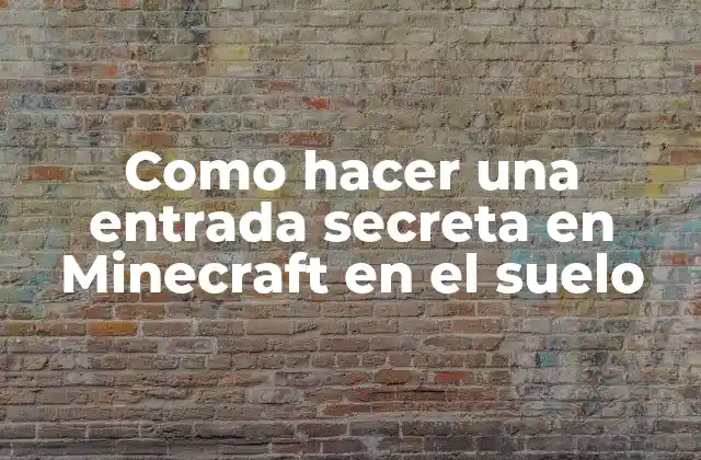 Como Hacer una Entrada Secreta en Minecraft en el Suelo