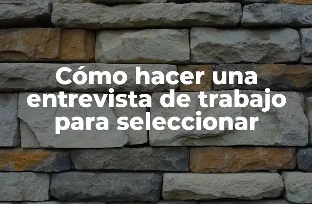 Cómo Hacer una Entrevista de Trabajo para Seleccionar