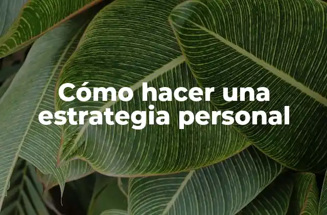 Cómo Hacer una Estrategia Personal 2 Cómo hacer una estrategia personal