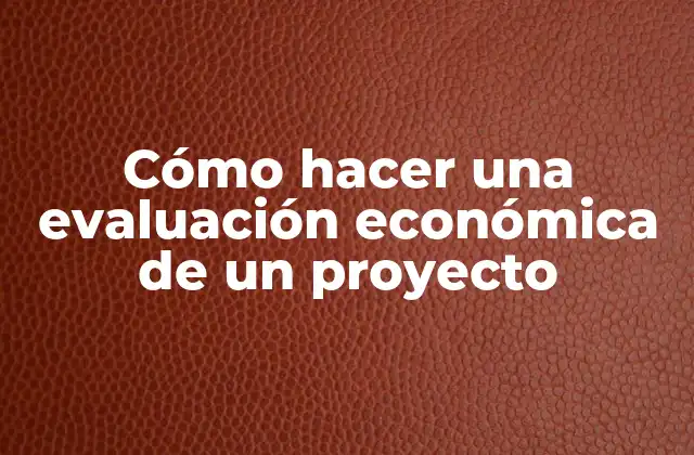 Cómo Hacer una Evaluación Económica de un Proyecto