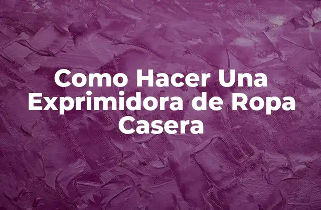 Como Hacer una Exprimidora de Ropa Casera