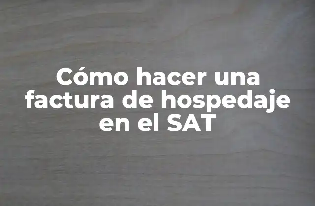 Cómo Hacer una Factura de Hospedaje en el Sat