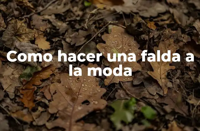 Como Hacer una Falda a la Moda