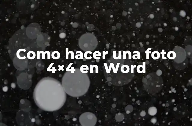 Como Hacer una Foto 4×4 en Word