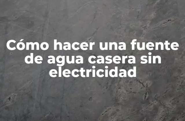 Cómo Hacer una Fuente de Agua Casera sin Electricidad