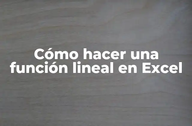 Cómo Hacer una Función Lineal en Excel
