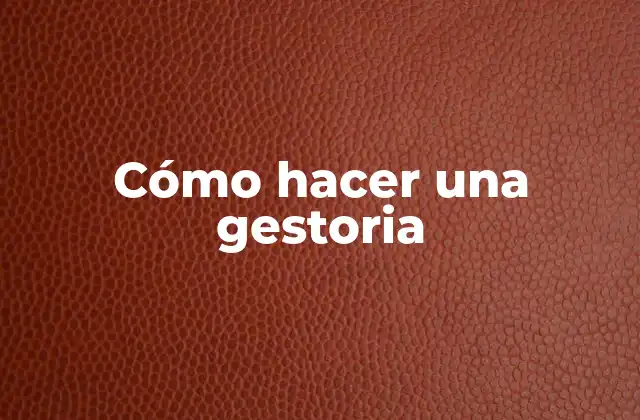 Cómo Hacer una Gestoria