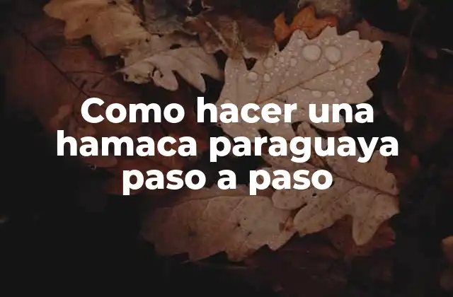 Como Hacer una Hamaca Paraguaya Paso a Paso