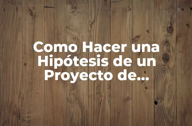 Como Hacer una Hipótesis de un Proyecto de Investigación